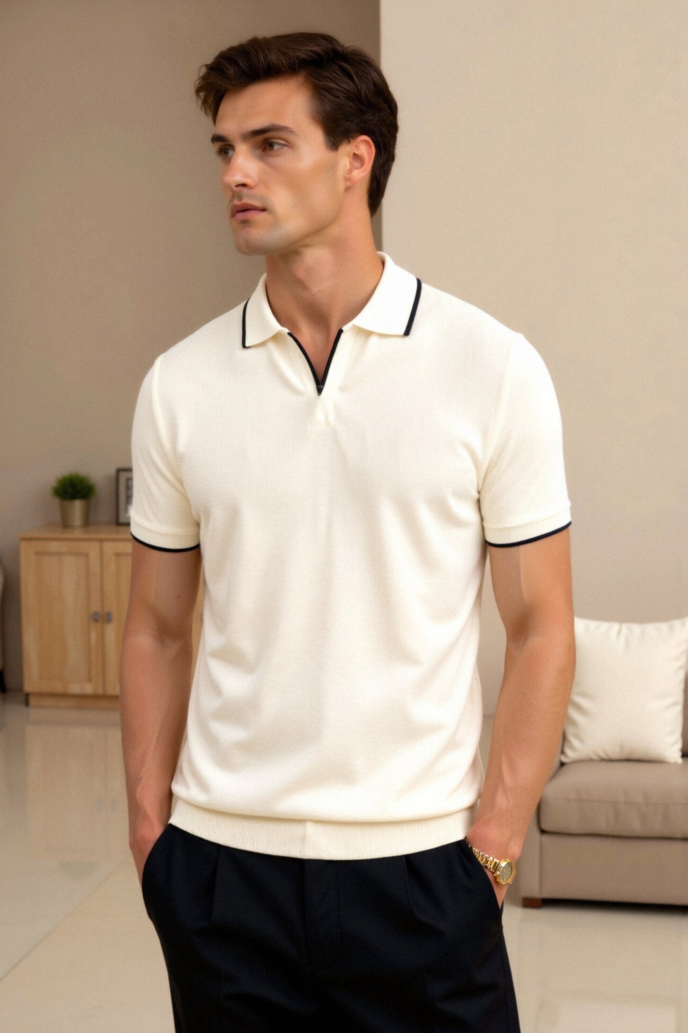 LAMODA Contrast Slim Fitted Polo