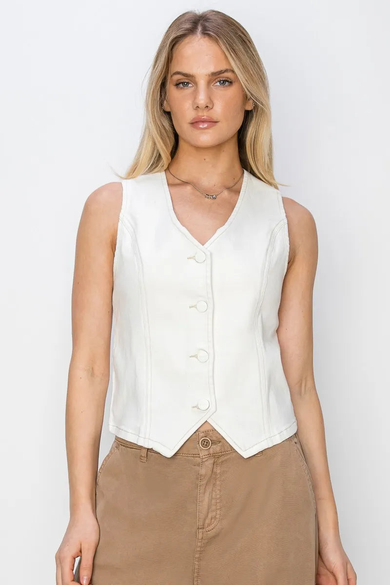 AMANDA V-Neck Button Down Vest