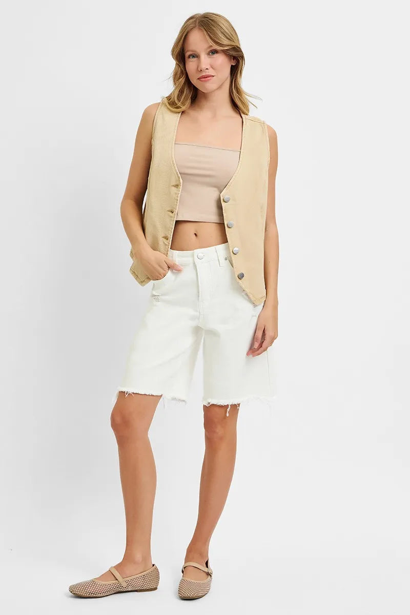 CARON  V-Neck Button Down Vest