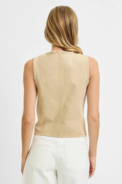 CARON  V-Neck Button Down Vest